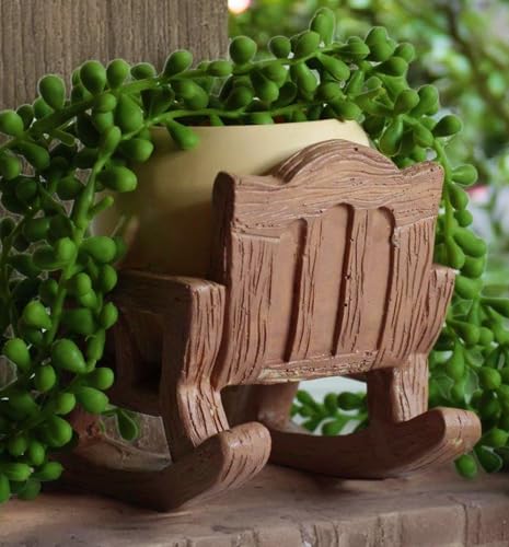 Image of Cute Resin Chair Planter Pot Planters for Home Decor - Smiling Face Handpainted Pot Home Garden & Living Room Table Balcony Decoration Item (Pack of 1, Brown, Plants not Included)