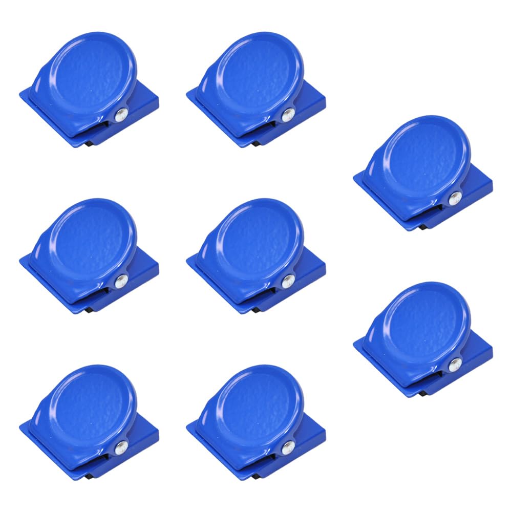 Magnetic Clips, 8Pcs Whiteboard Fridge Strong Magnets Clips for House Kitchen Office School Supplies - Blue