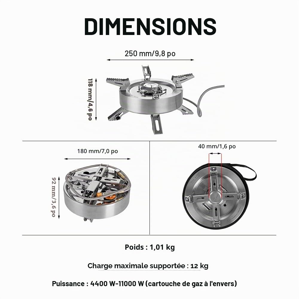 Fire-Maple Saturn Réchaud à Gaz de Camping de Haute Puissance 4400W | 11000W avec Double Préchauffeur, Brûleur à Gaz Pliable et Portable avec Étui de Transport