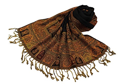 Étole viscose motif cachemire bicolore ajouré N5 châle écharpe légère SHANKARA
