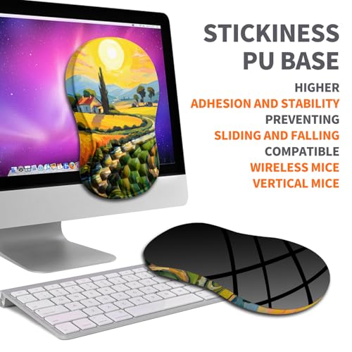 Image of Ergonomic Joint Wrist Support Mouse Pad with Memory Foam Cushion Massage Bump, Carpal Tunnel Pain Relief Mousepad Slope Design for Wrist Rest, 11.8x7.9 in, Warm Sun