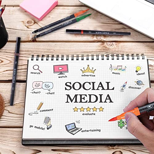 Ebot Dual Markers Brush Pen, Brush Tips & Colored Fine Point Pen Set For Lettering Writing Coloring Drawing,Planner Art Supplier,24 Colors #TOP4