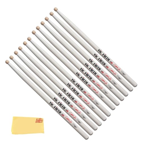 Vic Firth SRHJR Corpsmaster Signature Ralphie Jr. Drumsticks - 6-Pack Bundle with Austin Bazaar Polishing Cloth