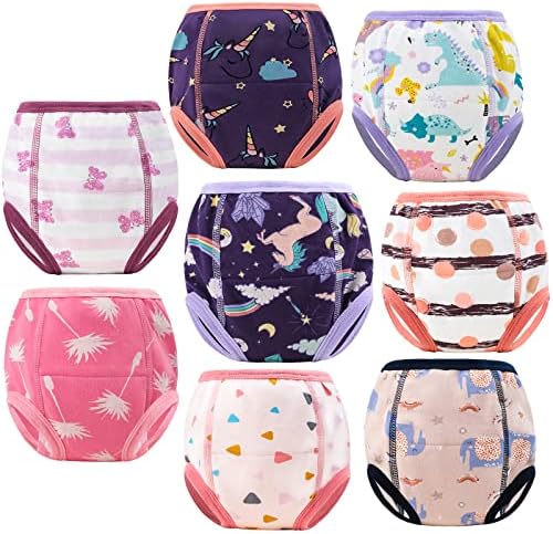 MooMoo Baby 8 Packs Toddler Training Underwear for Boy and Girls Strong Absorbent Cotton Training Pants 2-7T