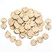 Bememo 1.2 Inches/ 3 cm Round Wooden Discs with Holes, 100 Pieces Birthday Board Tags and 100 Pieces 15 mm Rings for Arts and Crafts