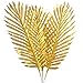 6PCS Artificial Palm Plants Leaves Imitation Leaf Artificial Plants Faux Fake Tropical Large for Home Arrangement Jungle Birthday Party Wedding Decoration Supplies (20" Golden Palm Leaves)
