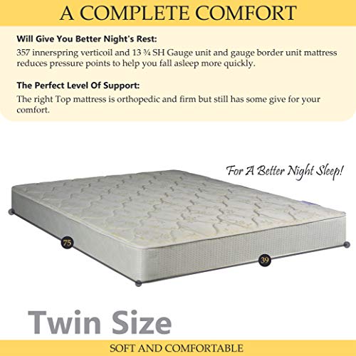 Continental Sleep Elegant Mattress, Twin Size, white - Thumbnail 3