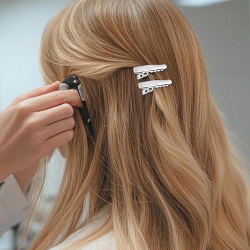 100 Piezas Pinzas de Cocodrilo para Cabello, Accesorios de Peluquería, Pinzas Metálicas Plateadas Pequeñas para Estilizar miniatura 2