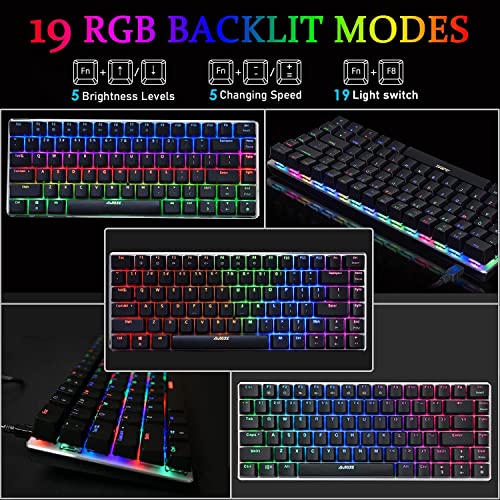 Lexonelec Ak33 Rgb Mechanical Gaming Keyboard,82 Keys Mini Compact Computer Keyboard,20 Led Backlit Black Switch Waterproof Ergonomic Keyboard For Pc Laptop Mac,Xbox,Ps4,Ps5(Black Rgb) #TOP1