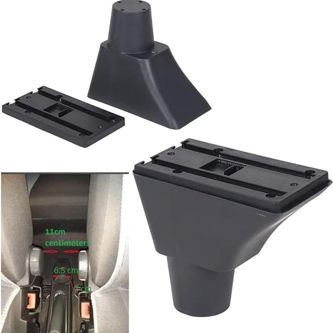 Bracciolo Console Centrale Per Fiat Panda II - Con Portabicchieri, Nero, ABS E Pelle PU