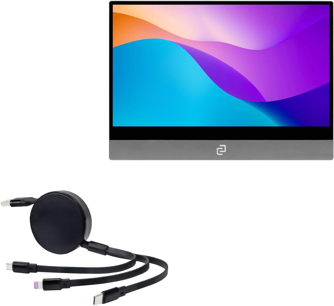 BoxWave Cable Compatible with Espresso Display 15 Touch V2 - AllCharge PD miniSync (100W), Retractable High-Speed Charging Portable USB Cable - Jet Black