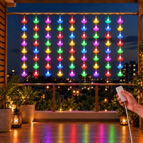 Gesto Diya Curtain Fairy Lights for Decoration – 80 Led String Li...