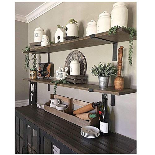 HJW Praktische Opbergrek 2 Pack Zwarte Plank Bodembeugel, Wandplank Wanddecoratie Boek Plank Keuken Woonkamer Opslag One-Word Ondersteuning Rack (zonder Board) 1Huiyang-01020,8 Inch - Image 7