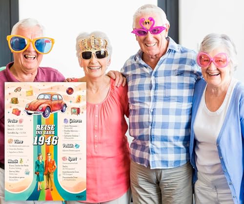 FestySpark Schöne Geburtstagskarte 80 Frau und Mann - Geschenke zum 80 Geburtstag Frau - Geburtstagsgeschenk für Männer 80 - Karte 80 Geburtstag Mann - Geburtstagsdekoration 1946