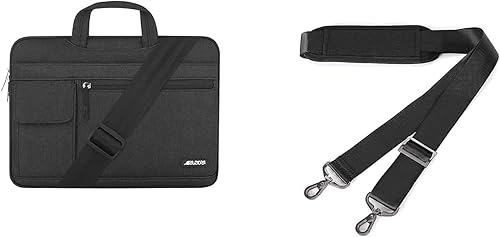 MOSISO Compatible con MacBook ProAir de 13 pulgadas 13 133 pulgadas maletín para ordenador portátil y correa de hombro de 56 pulgadas color negro
