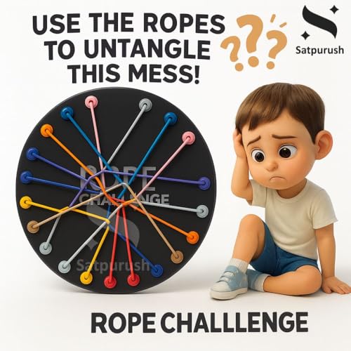Image of Satpurush Educational Rope Challenge Toys - Indoor Games for Kids 7-14 Years - Engaging Board Games for Family - Gift for Both Boys & Girls Age 8-10 - Develops Motor Skills & Problem Solving