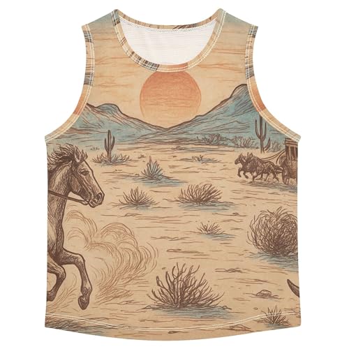 Western Cowboy Tank Tops for Children Sleeveless Kids Vest Kids Sweatshirt for Running Golf Hiking 3T