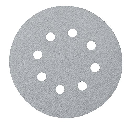 Mercer Industries 5568320 Hook & Loop Platinum Stearated Non-Loading Disc, Silicon Carbide, 5" x 8 Dust Holes, Grit 320C, 50 Pack