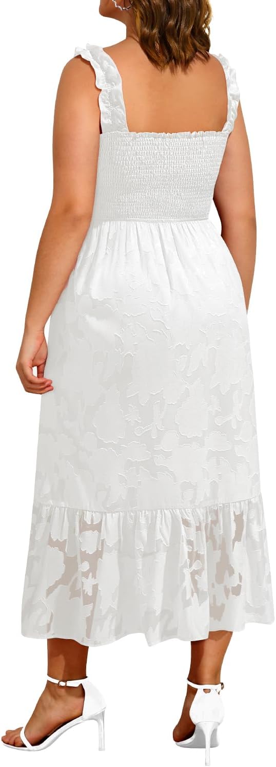 Plus Size Summer Dress - Sun Boho Beach Casual Floral Spaghetti Strap Sleeveless Long Maxi Dresses - Image 2