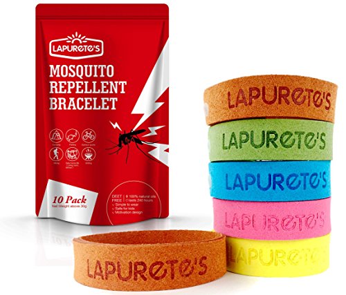Preisvergleich Produktbild LAPURETE'S ®Mückenschutz Armbänder - 10 Pack - Natürliche Käfer und Insektenbekämpfung DEET-FREI, Schutz für bis zu 250 Stunden.