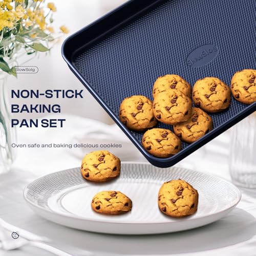 12-Piece Ceramic Coated Nonstick Baking Set, Oven Safe Bakeware - Blue by Slow Slog - Used condition - Image 3