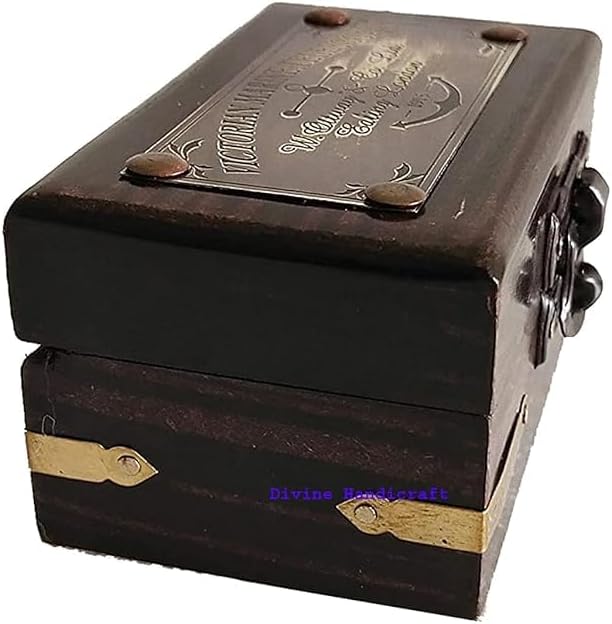 -Telescope with Wooden Box - Black Antique Brass Spyglass Handcrafted Gift Item