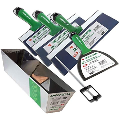 USG Sheetrock Pro Series Blue Steel Drywall Taping Knife with Matrix Style Handle (4-Piece w/12" Mud Pan) Cover