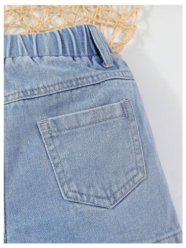 GORGLITTER Short jeans feminino bordado floral elástico cintura alta verão adorável shorts jeans com