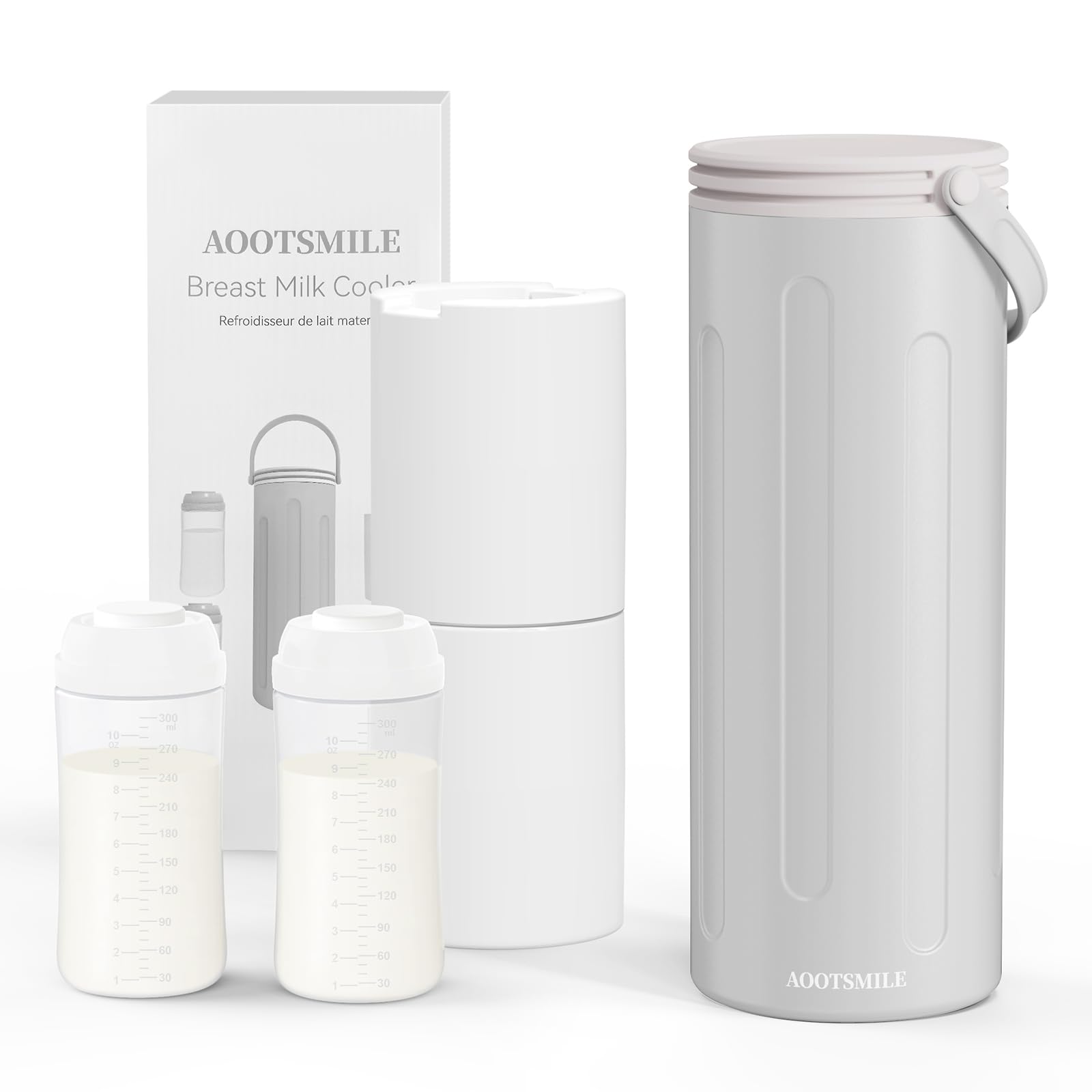 Photo 1 of Portable Breast Milk Cooler for Travel, 22oz Large Capacity Breastmilk Chiller for Working Moms, 360° Cooling Keeps Milk Chilled 24 Hours, Includes 2 Baby Bottles, Breastfeeding Essentials
