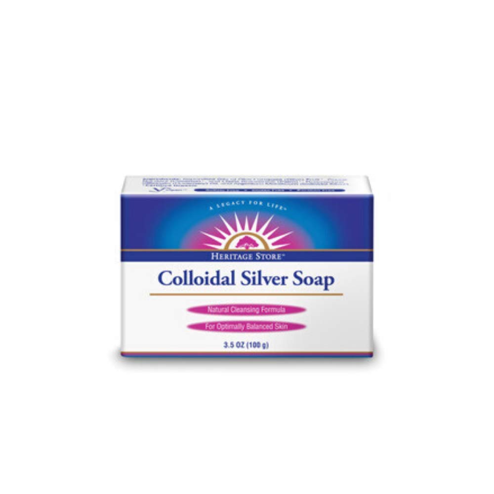 Heritage Store Colloidal Silver Soap Bar - Silver Face Body Wash for Women Men Simple Natural Care for