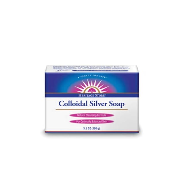 Heritage Store Colloidal Silver Soap Bar - Silver Face Body Wash for Women Men Simple Natural Care for