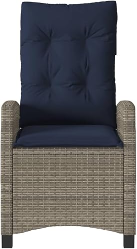 Miniatura 5 de Reclining Patio Chairs 2 pcs with Cushions Gray Poly Rattan Backyard Outdoor Chairs Sillas para Comedor Garden Chair for Courtyard Picnic Terrace