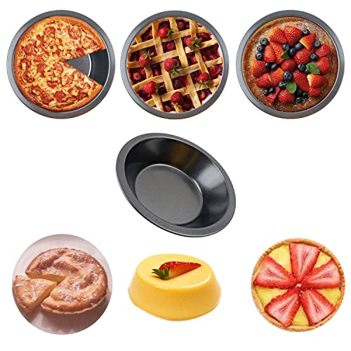Mini Pie Pans 5 Inch, 4 Pieces Small Round Pot Pie Plates, Nonstick Carbon Steel Bakeware Set - for Baking Pies, Crust, Tarts, Black - Image 4