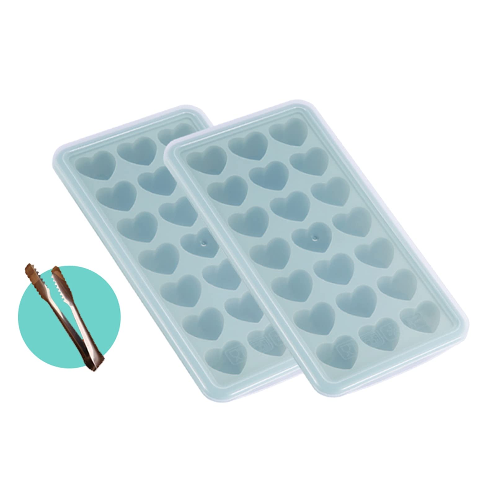 Silikon-Eiswürfelform mit Deckel, 21 leicht abnehmbare Gefrierformen, BPA-frei, stapelbar, wiederverwendbar (blau)