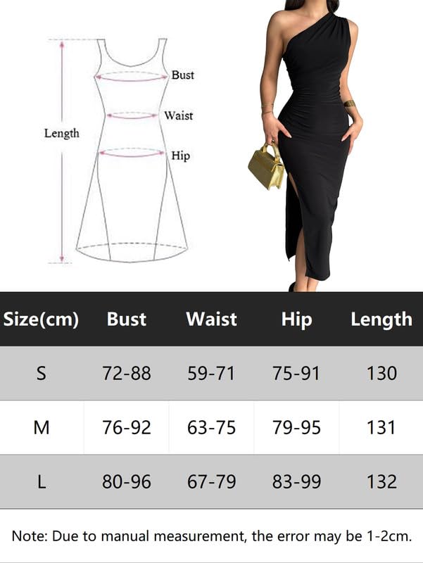 Vestito Donna Elegante Monospalla Abito da Cerimonia Senza Maniche Lungo Vestito Sexy Abito da Sera Partito Estivo Vestiti con Spacco Bodycon Maxi Abiti da Cocktail Festa Banchetto
