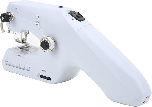 Máquina de coser de mano, herramienta de coser inalámbrica, mini máquina de coser eléctrica portátil de doble línea con mango ergonómico, enchufe de