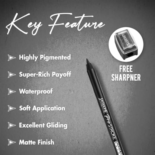 Image of JAQULINE USA ProStroke Intense Gel Kajal | Highly Pigmented | Waterproof | Smudgeproof | Matte Finish | Long Lasting | Quick Drying | Precise Application - Black,1.2g