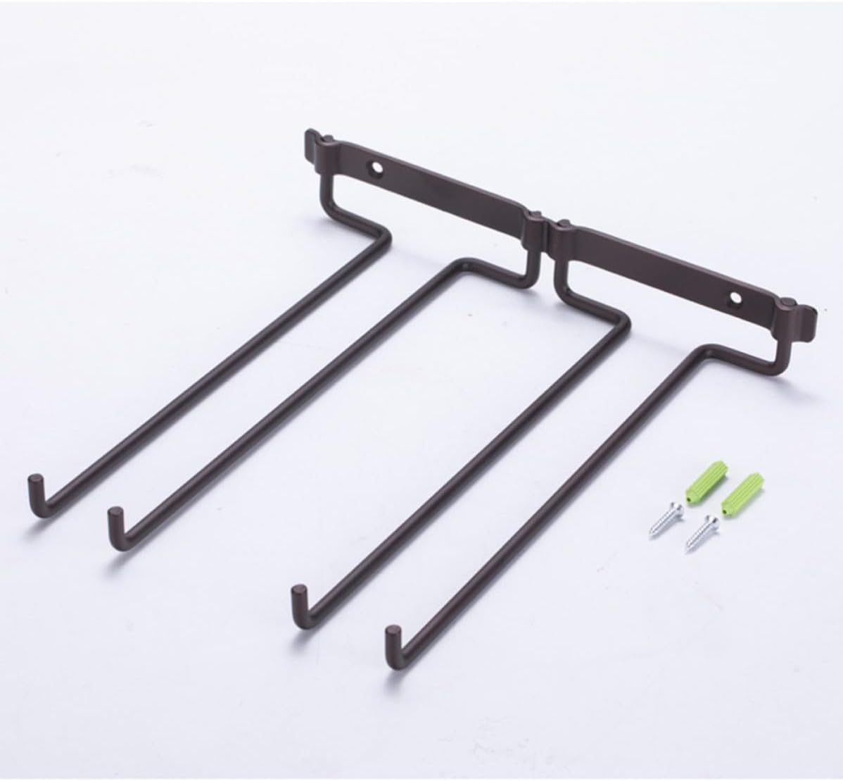 Iron Wine Rack Double Rows Hanging Glass Holder Frame Display Shelf for Kitchen Bar Party, Stylish Upside down Goblet Rack to Safely Store and Avoid Damage
