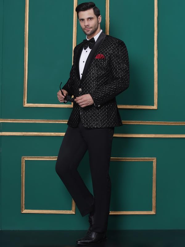 Image of FAVOROSKI Wedding Sequence Blazer Suit for Men | Embroidered Velvet Blazer | Relaxed Fit Blazer for Men Wedding Party | Ethnic Wear Blazer for Men | Blazer Suit for Men | Festive Blazers for Men