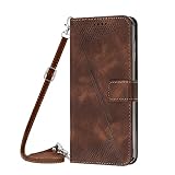 Handyhülle kompatible für Samsung Galaxy A5 2017 Hülle mit Abnehmbar Kette, Crossbody Handykette Hülle Stylische Handytasche zum Umhängen Klapphülle - Braun
