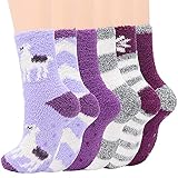 Durio Kuschelsocken Damen Stoppersocken Noppen anti-rutsch Socken Flauschig Wintersocken Weich 6 Paare Lila