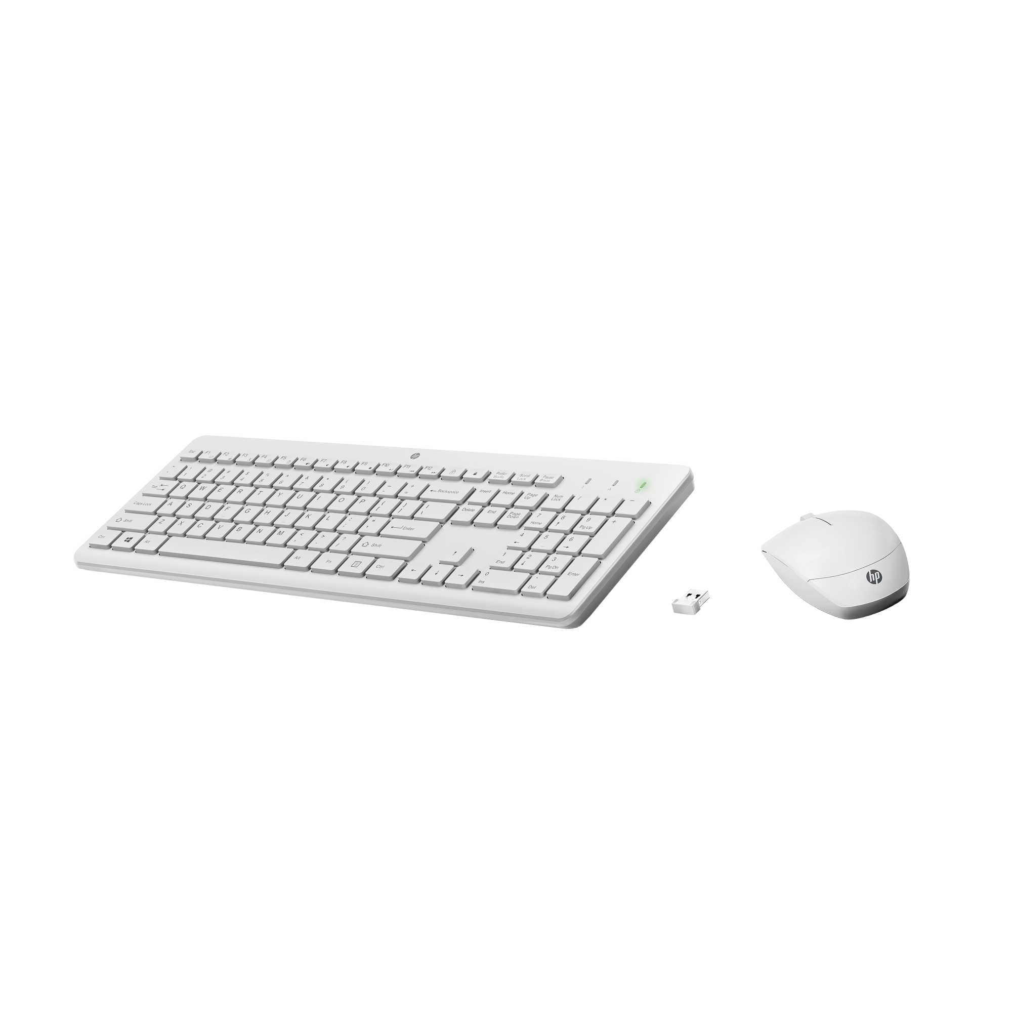 HP 230 Pack Teclado y ratón inalámbrico - Receptor USB-A, Silencioso, Bateria Larga duración, Ratón 1600 dpi - Windows, Mac, PC, Ordenador portátil - Disposición QWERTY español - Blanco