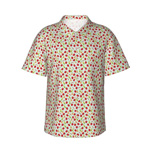 FBGHHTY Camisa hawaiana de manga corta con estampado de maíz vegetal para hombre, para verano, vacaciones, playa, aventuras al aire libre, Negro, L