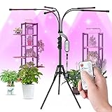 Aogled LED Cultivo Interior 50W,150LED Lámpara de Planta con Trípode,Lámpara LED Cultivo de Espectro Completo con Temporizador (4/8/12H),Grow Light con Control Remoto,3 Modos,para Siembra,Crecimiento