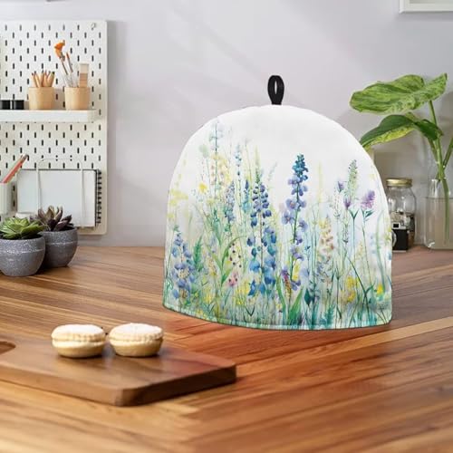 Image of White Wildflowers Tea Cozy for Teapot Tea Insulated Cosy for Kitchen Accessory Keeping Warm Teapot Dust Protector Home Kitchen Decorative
