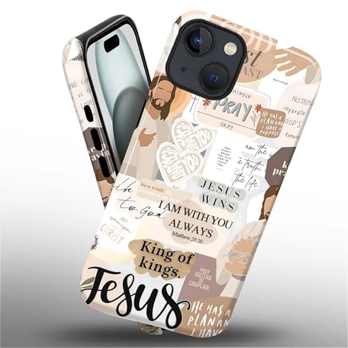 Yesad Case for iPhone 15, Hybrid 2-Layer Case, Shockproof Military-Grade Protection Durable Anti-Scratch Phone Case for Woman Man Boy Girl, Jesus Bible Verses - image 4