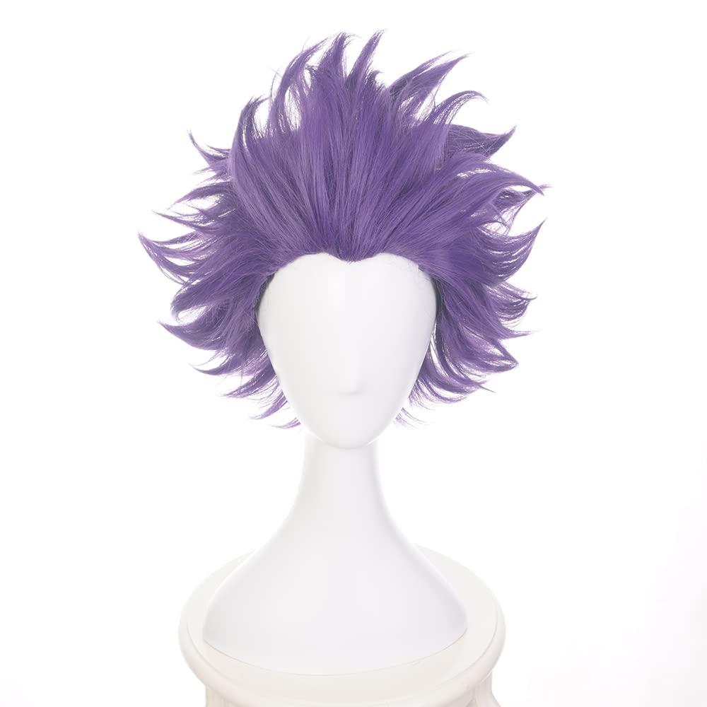 Purple Short Cosplay Wig Men Anime Heat Resistant Synthetic Costume Hairs Perfect for Halloween Christmas Cmic Con Family Party Replacement Wigs