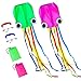 Flying Hoofer 2 Pack Software Colorful Octopus Kite(Pink and Green) for Kids and Adults - Easy to Fly, 3D Kite with Long Tail. Perfect for Beach and Outdoor Activities, 28-Inch Wide x 158-Inch Long