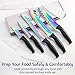 SiliSlick Kitchen Knife Set, Rainbow Titanium Coated Blades, High Carbon Stainless Steel, Chef, Santoku, Bread, Utility and Pairing Knives, Ergonomic Better Grip Handles