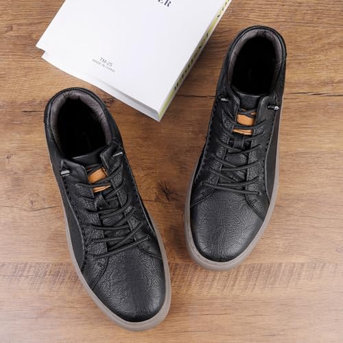 Men’s Leather Elevator Shoes: Height Increasing Sneakers with 2.36" Hidden Insoles - High-top Casual Dress Style4